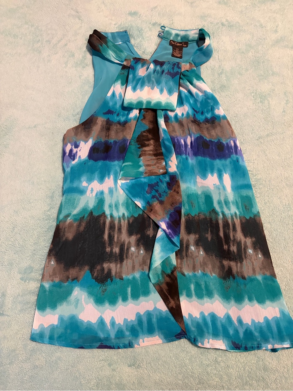 Aqua Teal Blue Black Tank Blouse